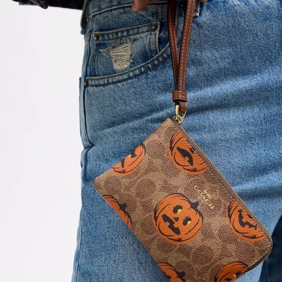 Coach Halloween Pumpkin Wristlet - Picture 1 of 2